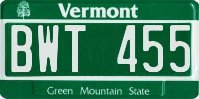 VT license plate BWT455