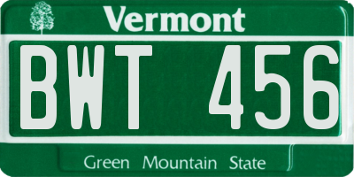 VT license plate BWT456