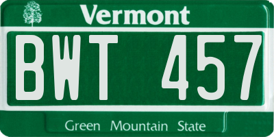 VT license plate BWT457