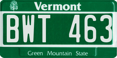 VT license plate BWT463