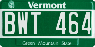 VT license plate BWT464