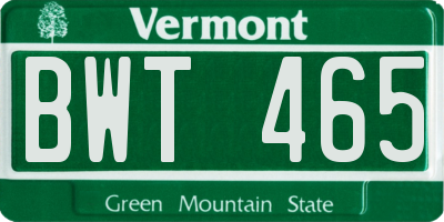 VT license plate BWT465