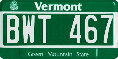 VT license plate BWT467