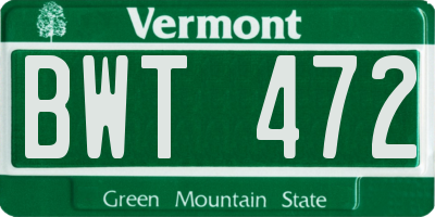 VT license plate BWT472