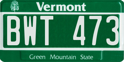 VT license plate BWT473