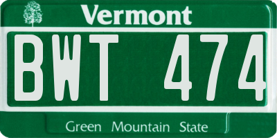 VT license plate BWT474