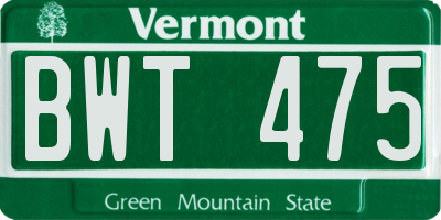 VT license plate BWT475