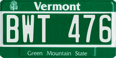 VT license plate BWT476
