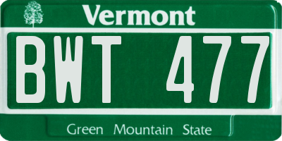VT license plate BWT477