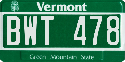 VT license plate BWT478
