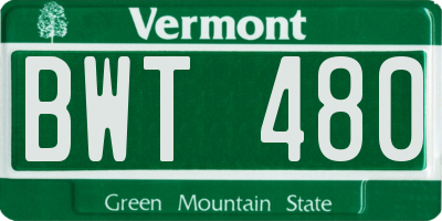 VT license plate BWT480