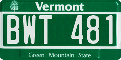 VT license plate BWT481