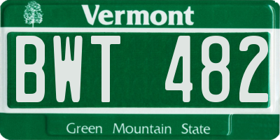 VT license plate BWT482