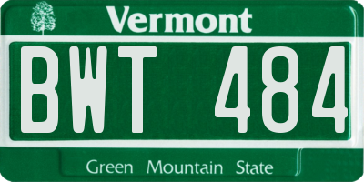 VT license plate BWT484