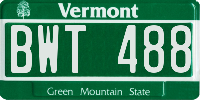 VT license plate BWT488