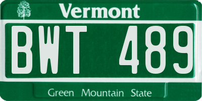 VT license plate BWT489