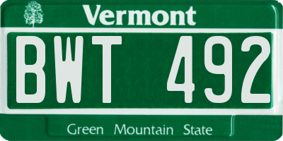VT license plate BWT492