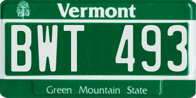 VT license plate BWT493