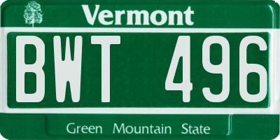 VT license plate BWT496