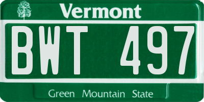VT license plate BWT497
