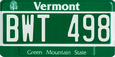 VT license plate BWT498