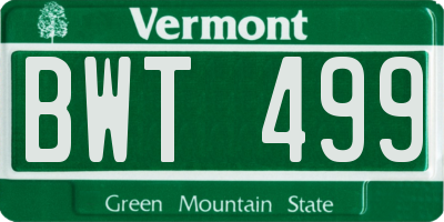 VT license plate BWT499