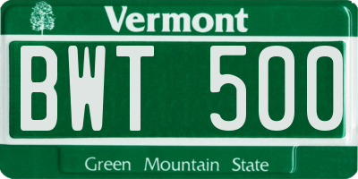 VT license plate BWT500