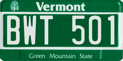 VT license plate BWT501