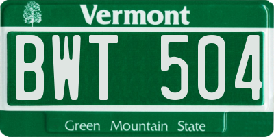 VT license plate BWT504
