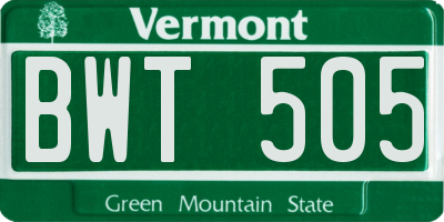 VT license plate BWT505