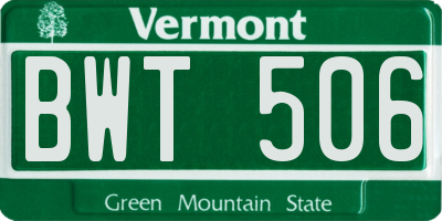 VT license plate BWT506