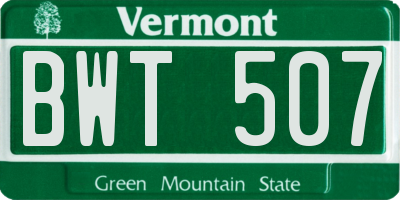 VT license plate BWT507