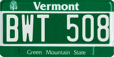 VT license plate BWT508