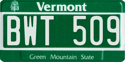 VT license plate BWT509