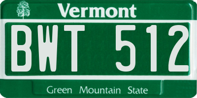 VT license plate BWT512