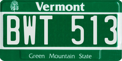VT license plate BWT513