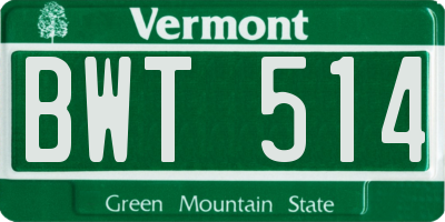 VT license plate BWT514