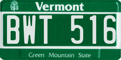 VT license plate BWT516