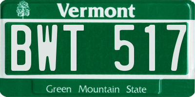 VT license plate BWT517
