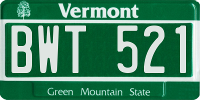 VT license plate BWT521