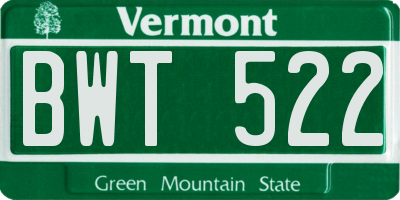 VT license plate BWT522