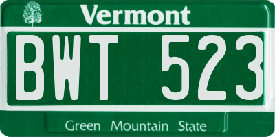 VT license plate BWT523