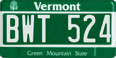 VT license plate BWT524