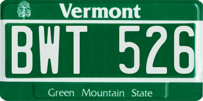 VT license plate BWT526