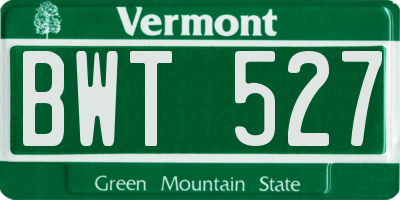 VT license plate BWT527