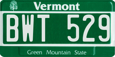 VT license plate BWT529