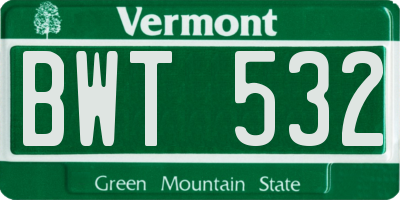 VT license plate BWT532