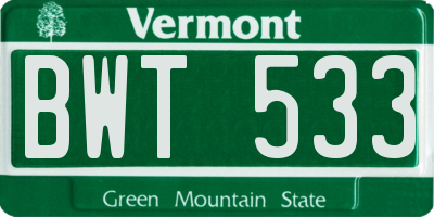 VT license plate BWT533