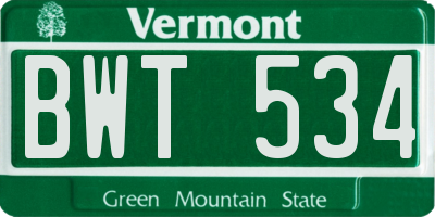 VT license plate BWT534