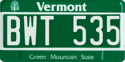 VT license plate BWT535
